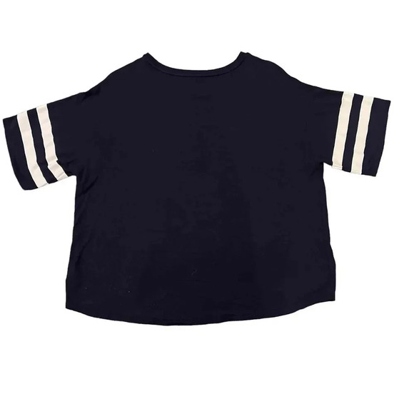 American Eagle Navy Blue Short Sleeve Crew Neck‎ Crop Top T-Shirt Size Medium - Picture 5 of 6